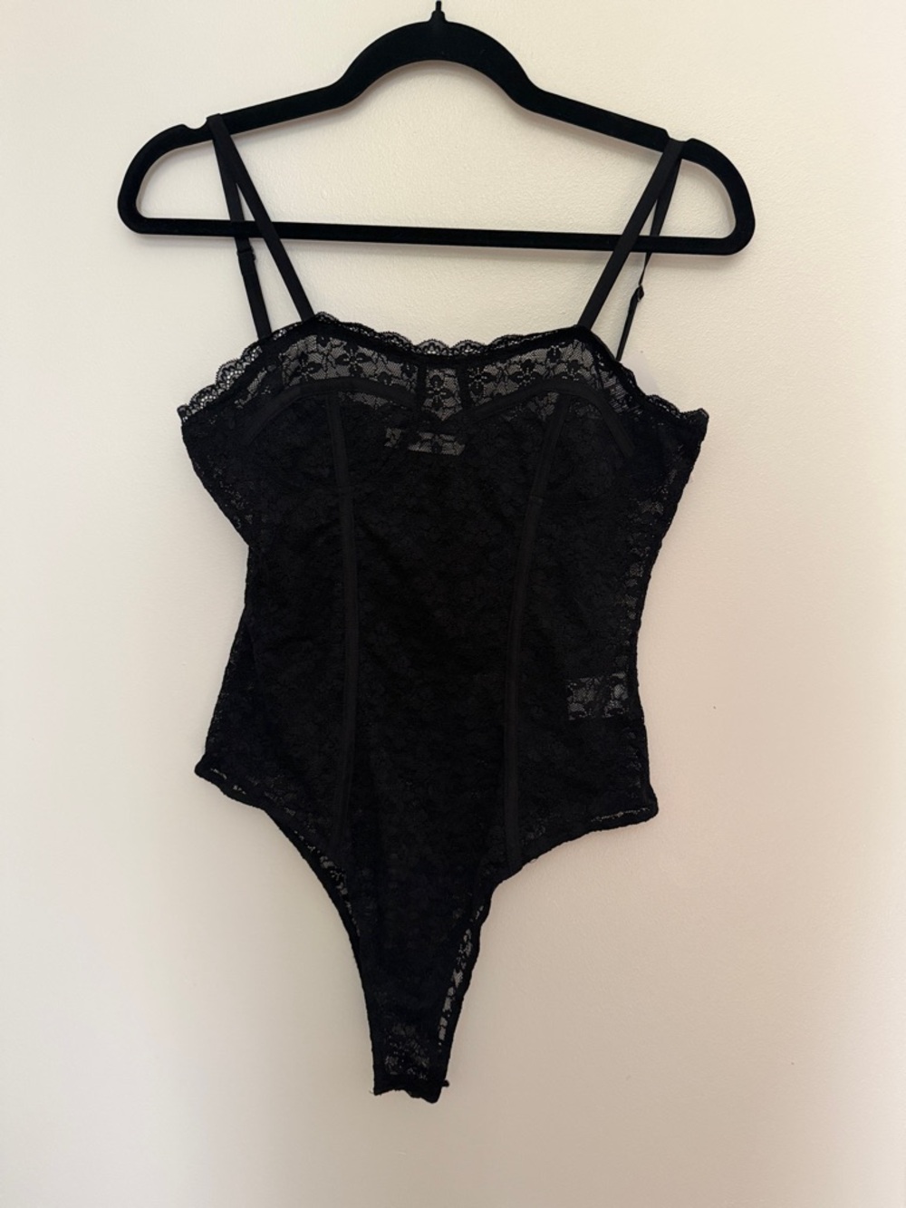 12th Tribe Black Floral Lace Bodysuit NWT